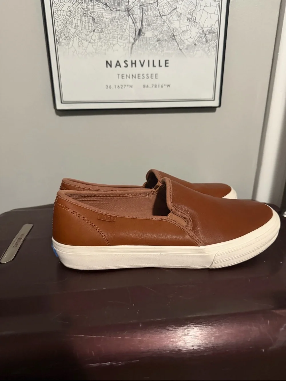 Keds Slip-On Sneakers in Brown with White Sole